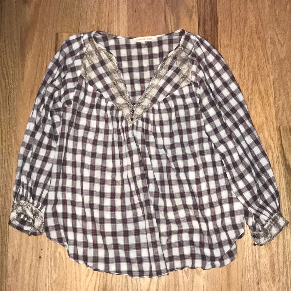Rebecca Taylor plaid blouse size 8